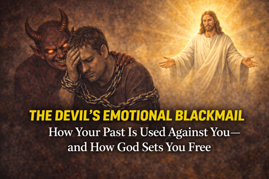 The Devil’s emotional blackmail message showing how the enemy uses your past but God offers freedom and restoration