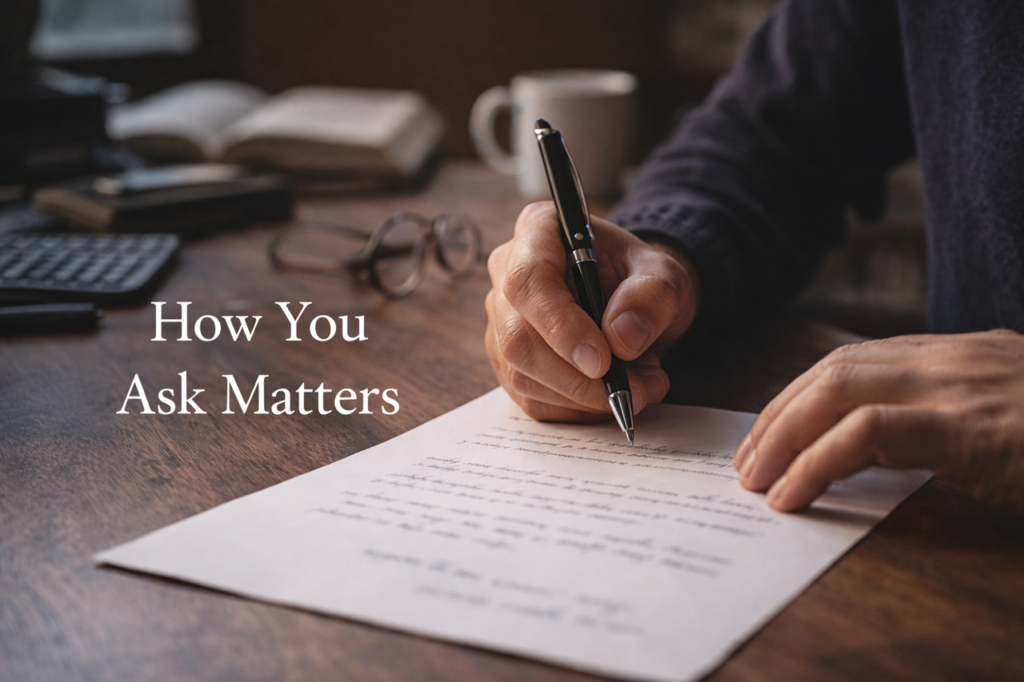 person  writing a letter  representing how to structure the prayer and communication effectively with God through the holy spirit 