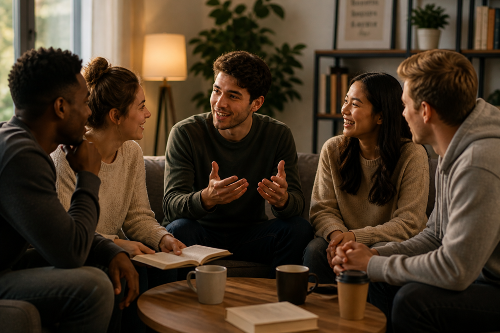 Group of people having a meaningful conversation representing the salt of the earth meaning and Christian influence in everyday life